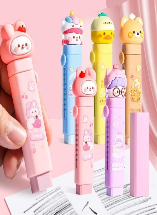ASFunClub FunClub Cute Cartoon Cutter Shaped Eraser Set for Kids Stationary Set Kawaii Rubber Erasers Fancy Birthday Gift Kawaii Stationary Christmas Gift School Stationery Kit School Gift-Multicolor(Pack of 2) - Image 2